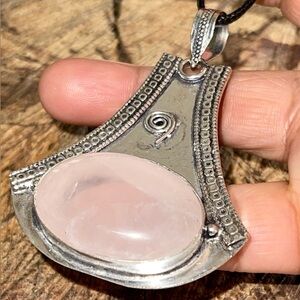Pale Pink Rose Quartz Pendant 2 7/8”